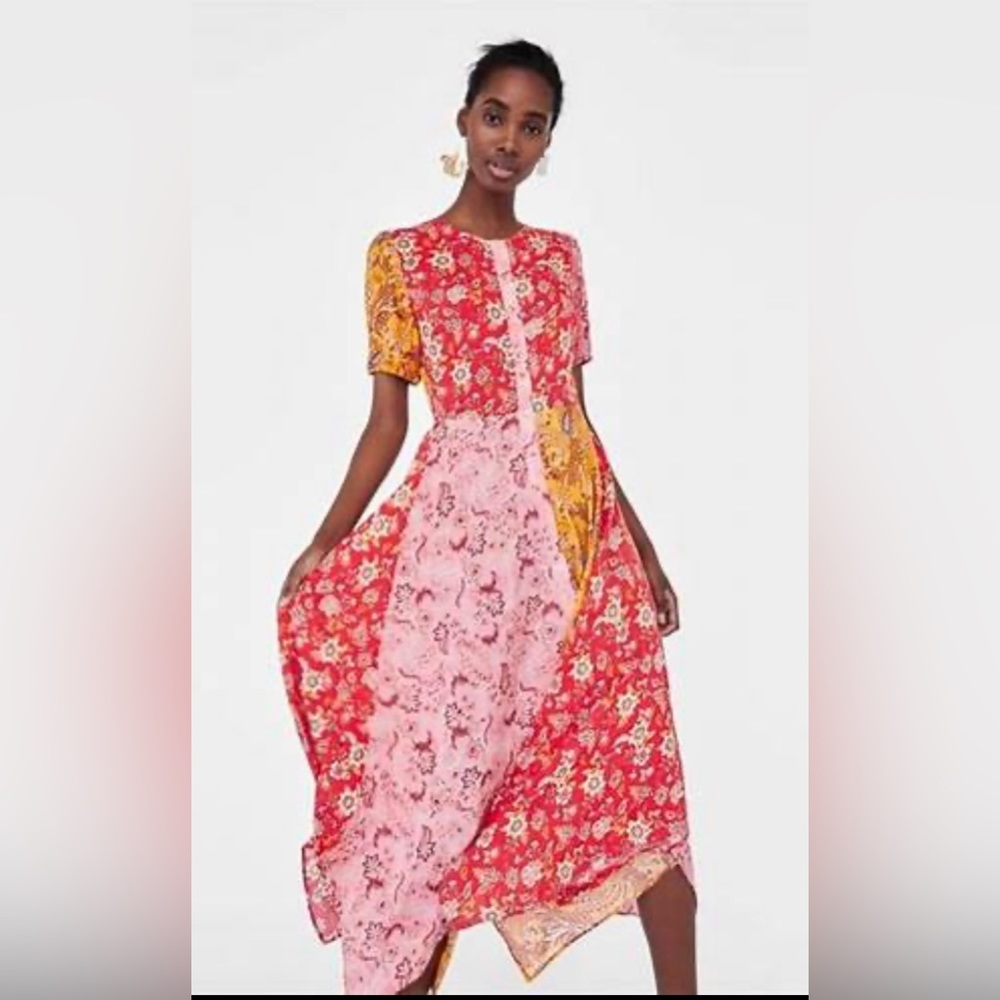 Zara Patchwork Floral Dress
